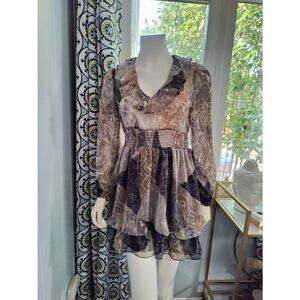 Zara Sheer Flouncy Mini Dress with Lined Skirt